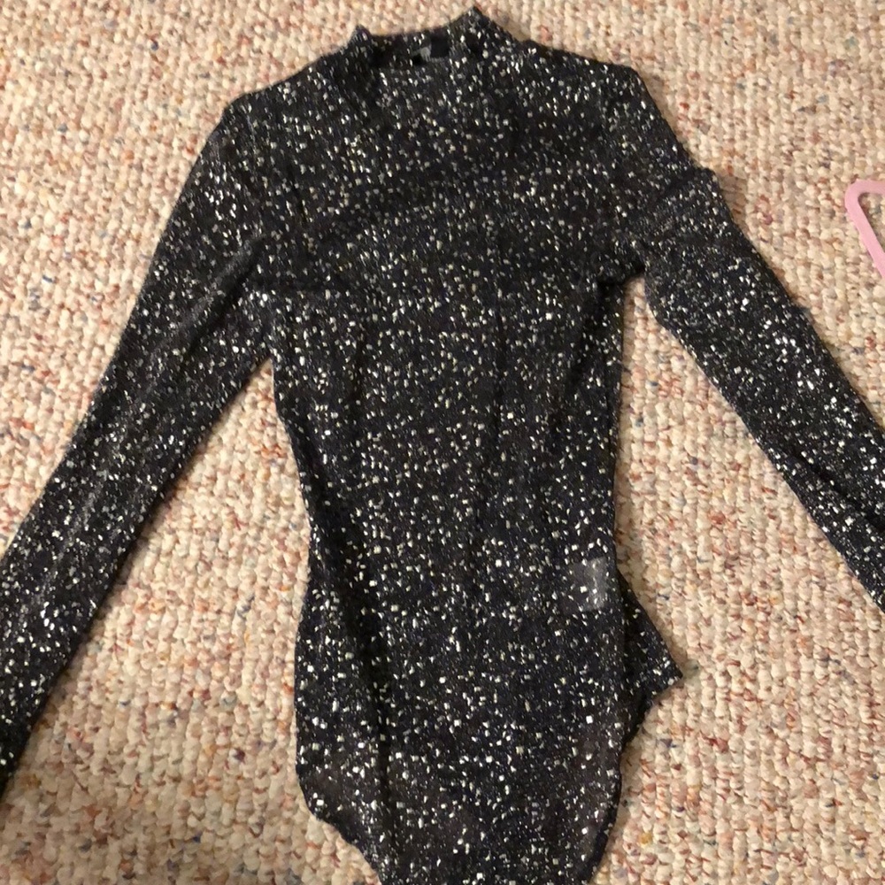 Mesh glittery body suit